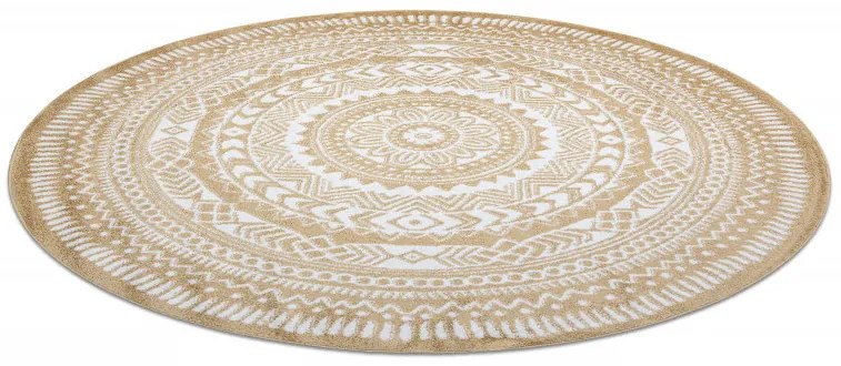 Kusový koberec Napkin gold kruh, 140x140 (priemer) kruh, žltá, chodba / predsieň, Dywany Łuszczów