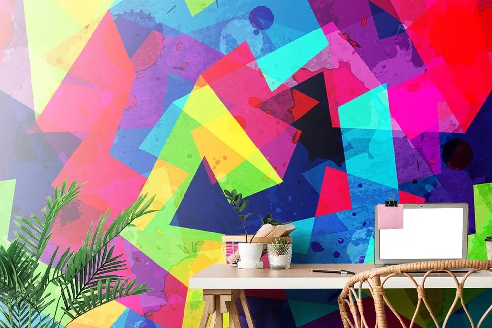 Samolepiaca tapeta geometrické tvary s nádychom grunge