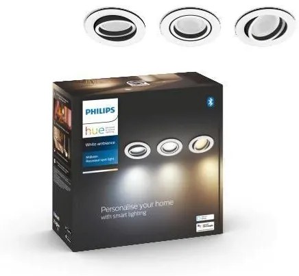 PHILIPS HUE Zápustné LED bodové stmievateľné svietidlo HUE MILLISKIN, GU10, 5,7 W, teplá biela-studená biela, bi