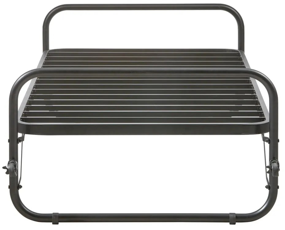 Čierna kovová jednolôžková posteľ skladacia s roštom 90x200 cm Lucy – WOOOD