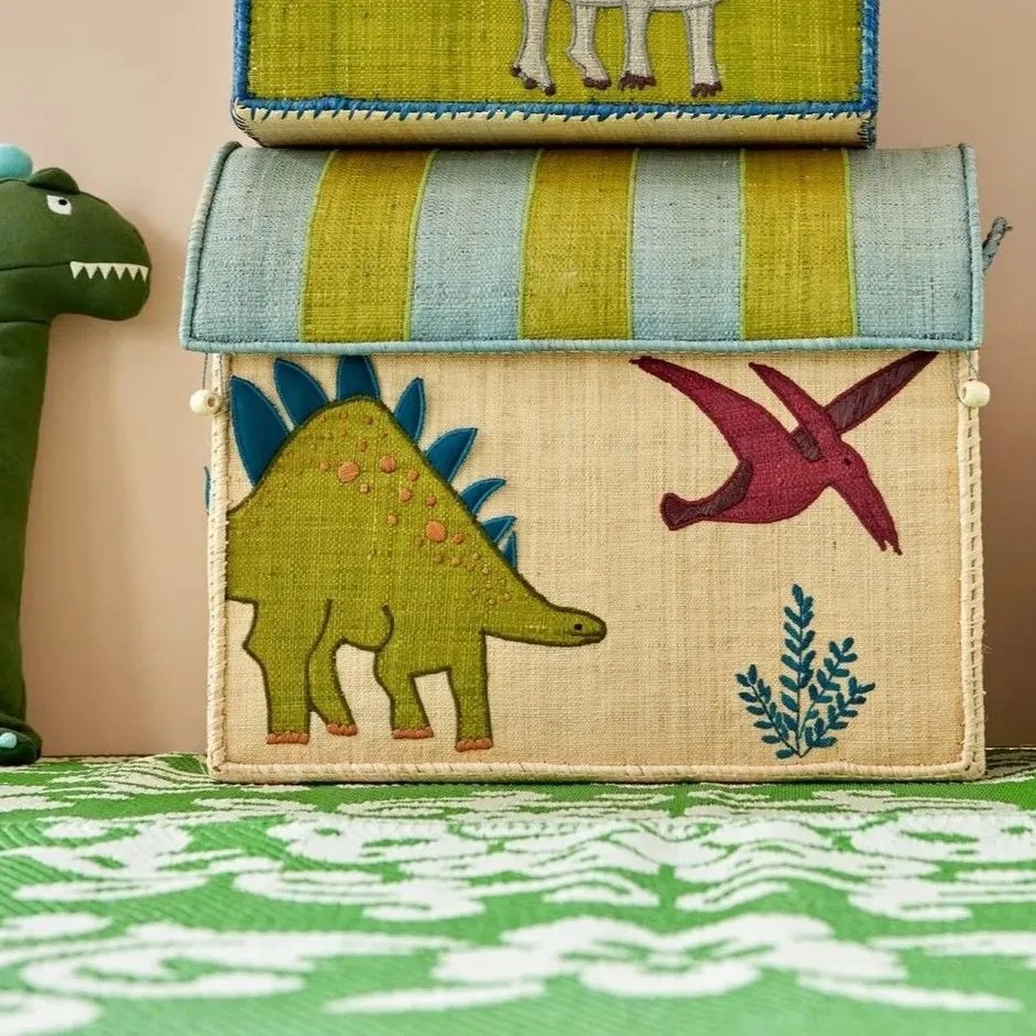 rice Detský úložný box Raffia Dinosaur Theme S