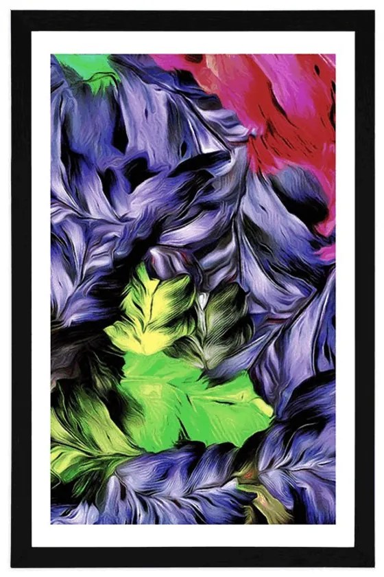 Plagát s paspartou retro ťahy kvetov - 30x45 silver
