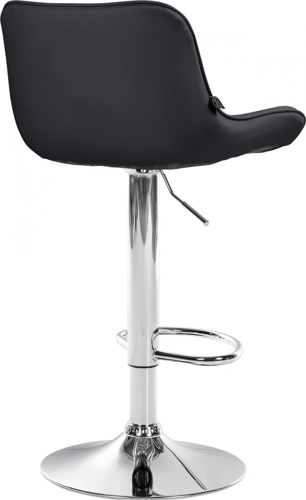 Barová stolička Vonore - koženka, chróm rám - Čierna