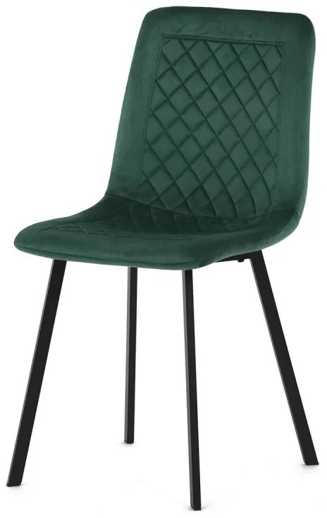Židle jídelní, zelený samet, kov černý mat