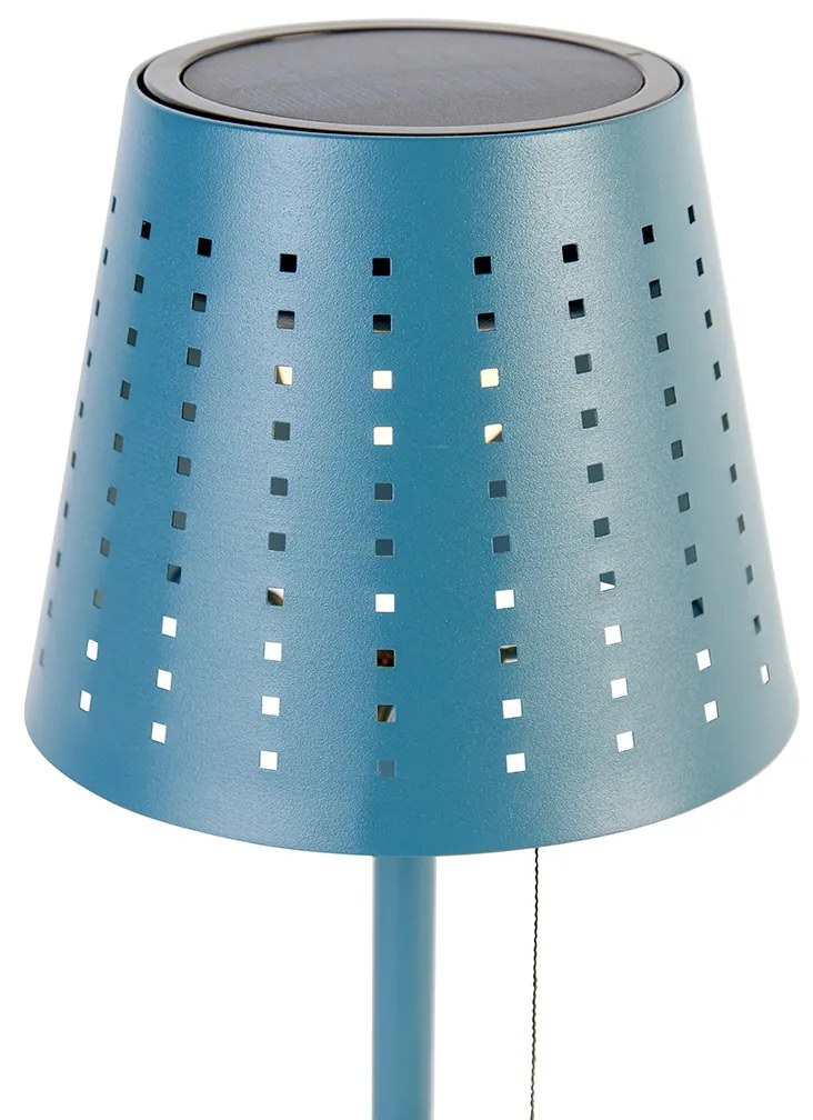 Sada 2 stolových lamp modrých vrátane LED 3-stupňový stmievač nabíjateľné a solárne - Ferre