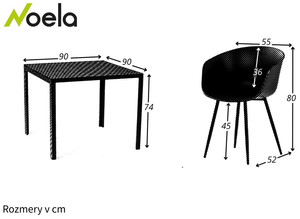 Noela Záhradný jedálenský set Viking M + 4x stolička Rikke