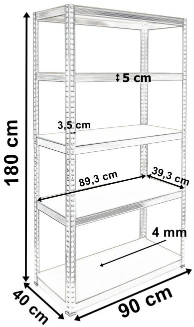 Regál 180x90x40 cm čierny
