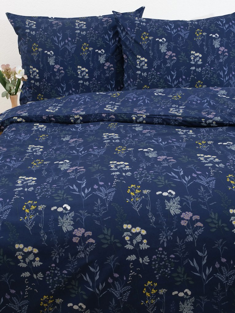 Predĺžené bavlnené obliečky Renforcé – Bianca tmavo modrá