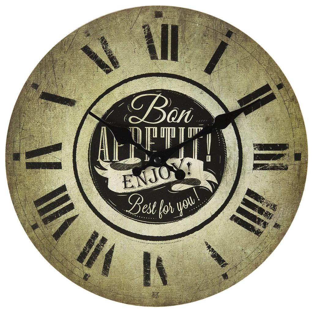 Nástenné hodiny s rímskymi číslicami Bon Appetit - Ø 30 * 3 cm / 1 * AA