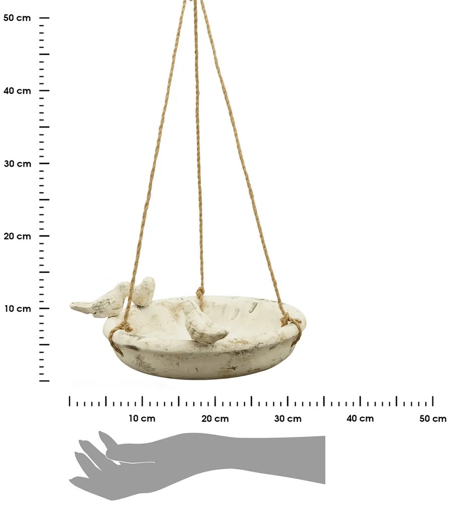 Závesné napájadlo pre vtáky Lydia, 32,5x28 cm, cement, béžová