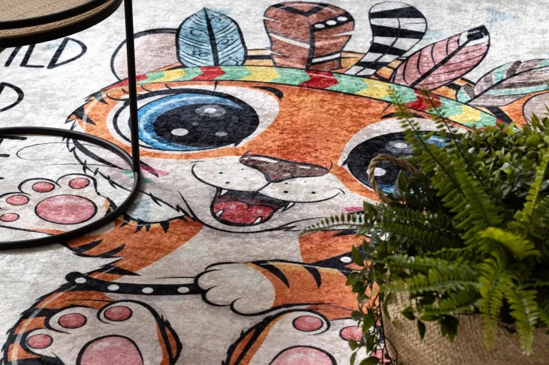 Dywany Łuszczów, Detský kusový koberec Bambino 1960 Tiger indian white, 140x190, viacfarebná, detská izba