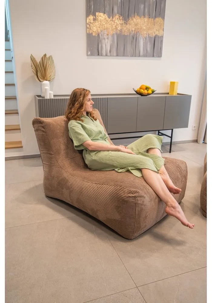 Krémový menčestrový sedací vak Lounge 100 – SLOWDOWN