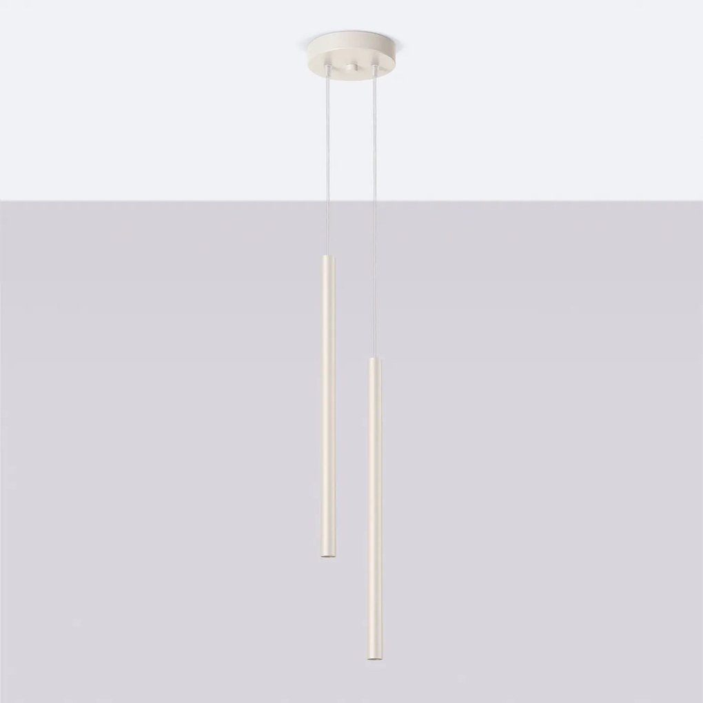 Závesné svietidlo Pastelo, 2x béžové kovové tienidlo, o