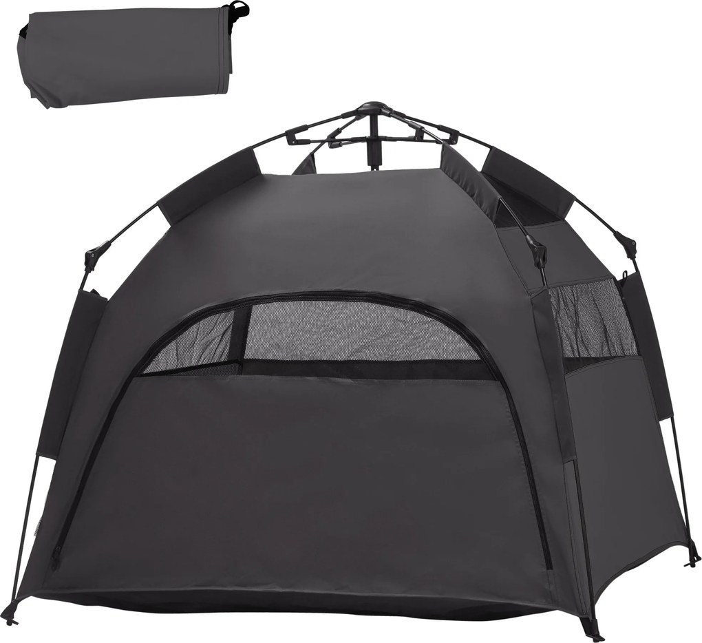 PawHut Pet Tent - Stan pre psov a mačky do exteriéru, Stan pre psov s sieťovým oknom, Tipi stan pre psov s prenášacím obalom, Slnečná clona pre záhrad