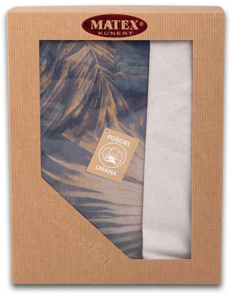 Obliečky zo zmesi bavlny a ľanu Vodné listy, 220 x 200 cm, 2 ks 70 x 80 cm