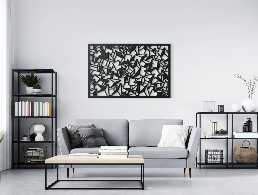 drevko Obraz z dreva Polygonalia Rozmer obrazu: 29 x 44,5 cm, Farba dekorácie: Čierna