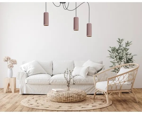 Luster na lanku AVALO 3xE27/60W/230V pavúk ružová/medená
