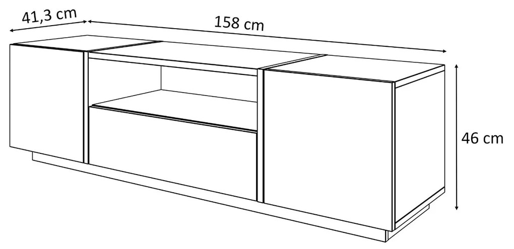 TV STOLÍK SANTINO BIELY LESK / ZLATÝ 158 cm