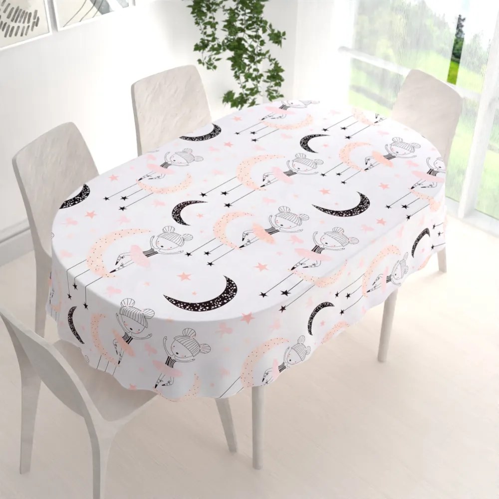 Biante Detský bavlnený oválny obrus Sandra SA-194 Tancujúce baletky 100x140 cm