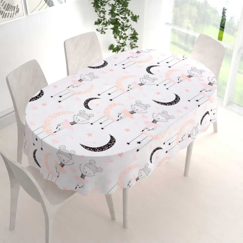 Biante Detský bavlnený oválny obrus Sandra SA-194 Tancujúce baletky 100x140 cm