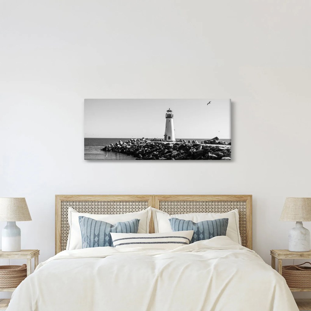 Obraz - Maják na pobreží, Santa Cruz, Kalifornia (120x50 cm)