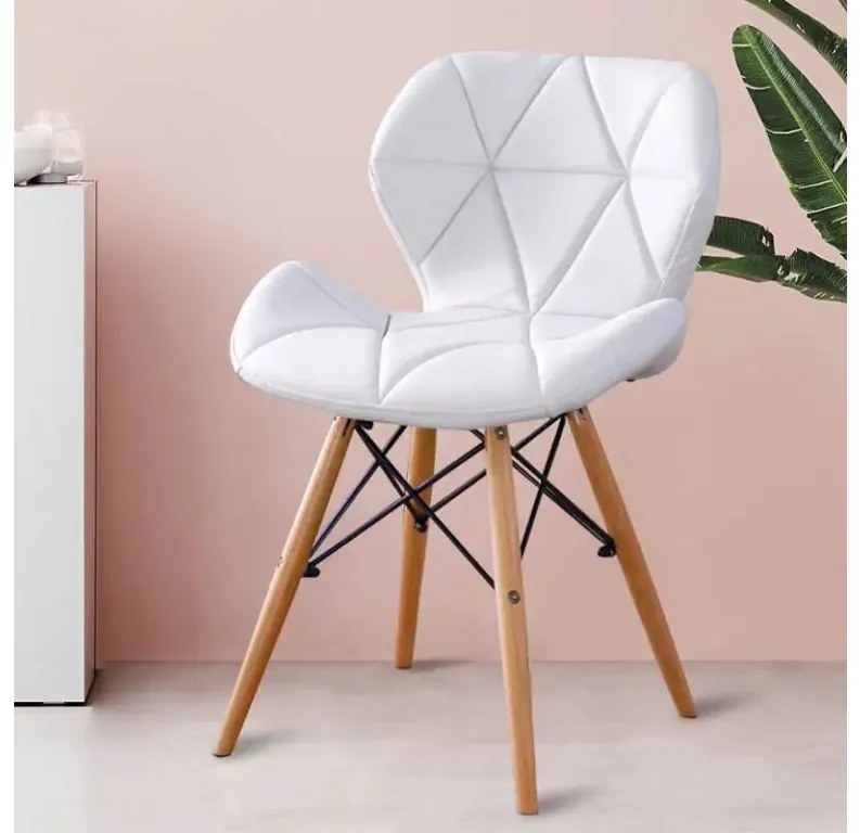Jedálenská kožená stolička biela