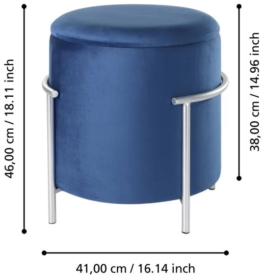 Eglo 424137 - Taburet MASHIKE 46x41 cm modrá/chróm