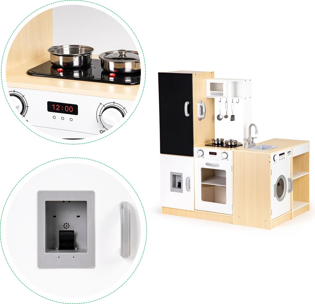 Drevená kuchynka pre deti samostatné segmenty XXL doska + LED ECOTOYS