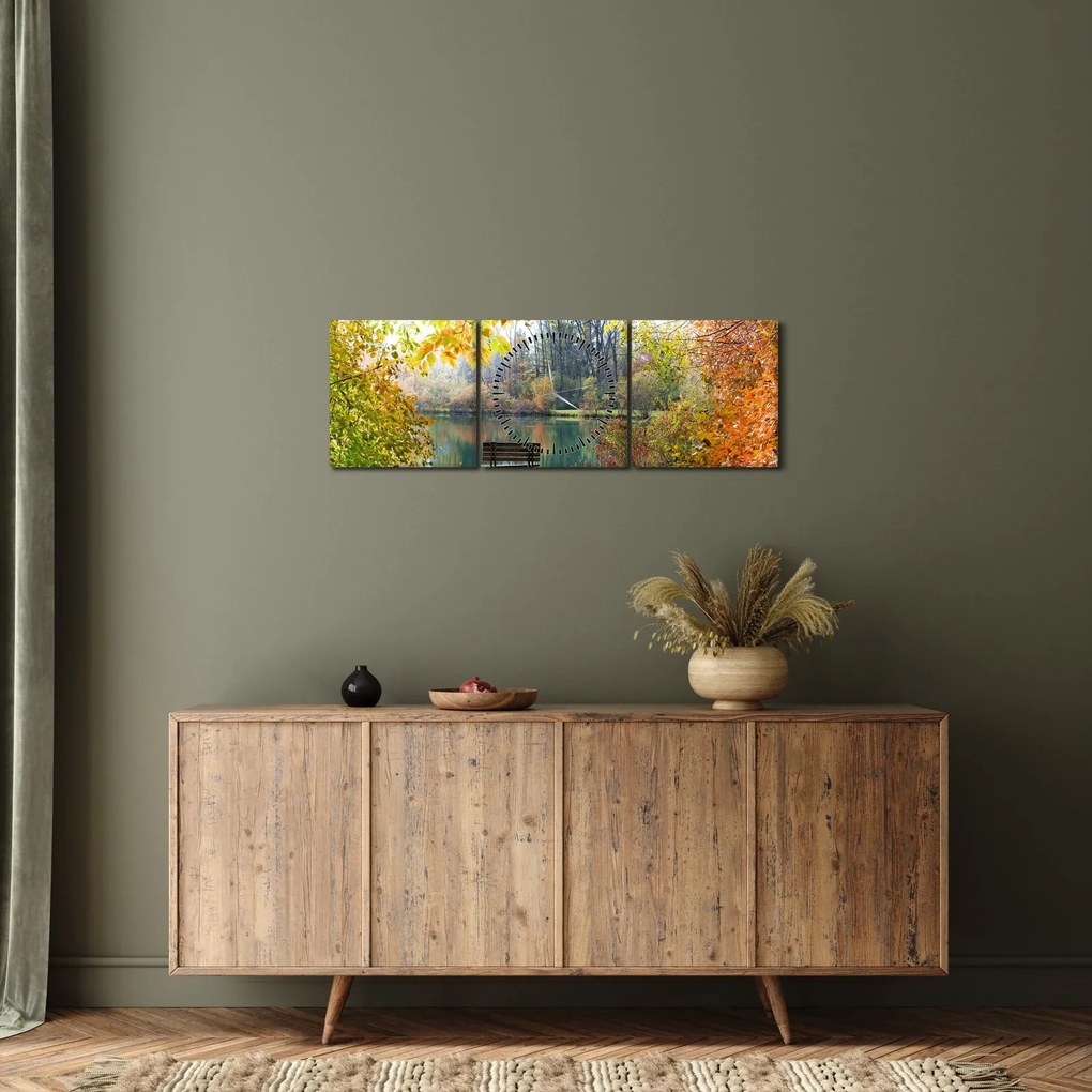 Obraz rybníka (s hodinami) (90x30 cm)