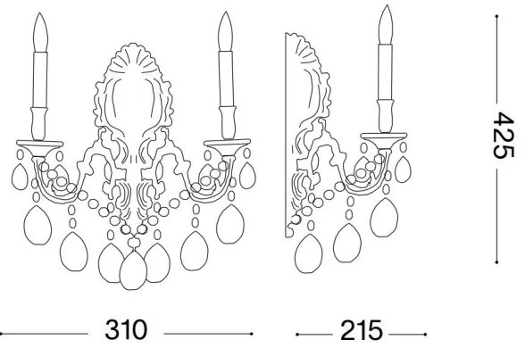 Ideal Lux - Krištáľové nástenné svietidlo GIOCONDA 2xE14/40W/230V zlatá