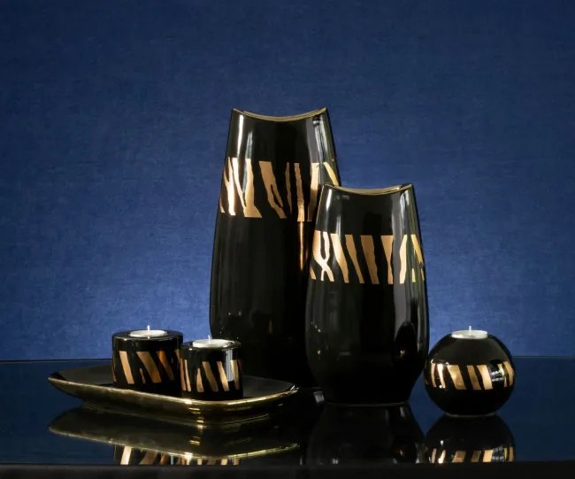 Dekoračný tanier SELENA 01 čierny / zlatý