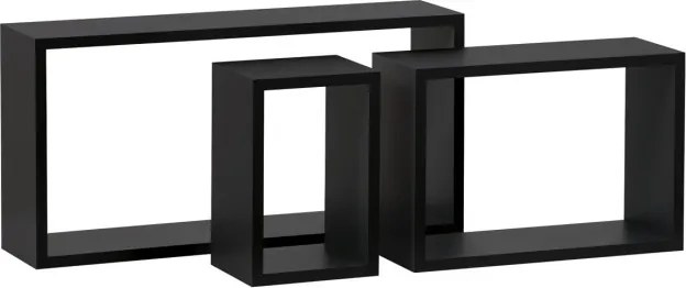 Set troch nástenných políc čierne P-009 BK (3 ks)