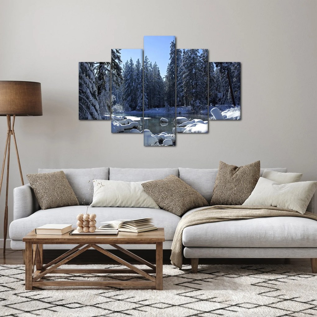 Obraz zasneženého lesa (150x105 cm)
