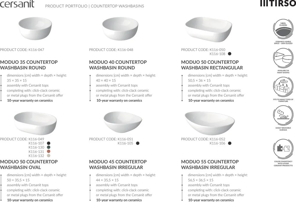 Cersanit Tirso, doska na kúpeľňovú skrinku 1000x450x18 mm, béžová matná, S1015-022