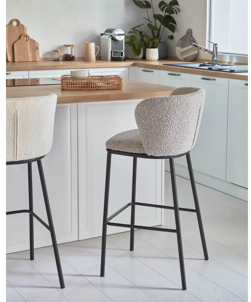 Sivé barové stoličky v súprave 2 ks (výška sedadla 65 cm) Ciselia – Kave Home