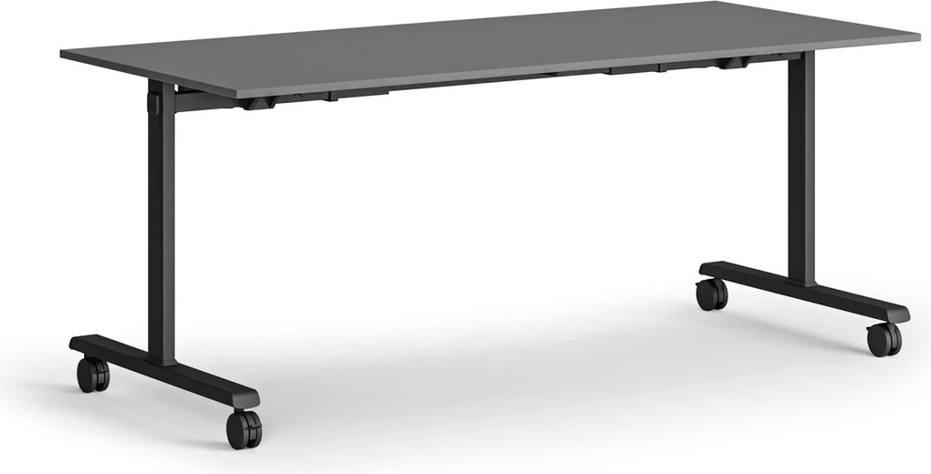 Mobilný stôl MATCH, 180x80 cm, čierna podnož, grafit