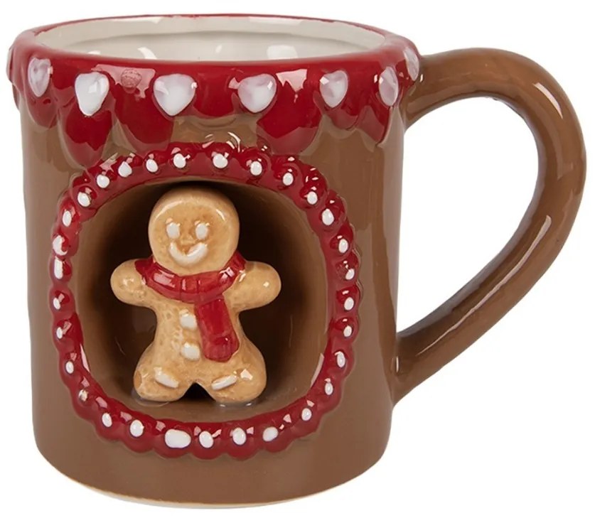 Hnedý keramický hrnček perníček Gingerbread Man - 14*10*10 cm / 375 ml