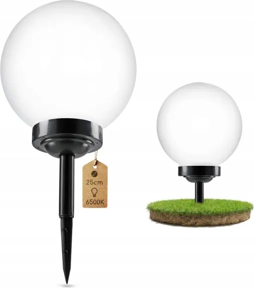 LED solárna lampa LED/1,2V 6500K 200 mAh pr. 25 cm IP44 biela/čierna