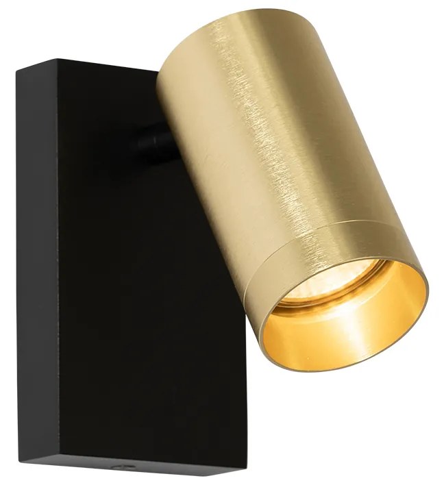 Nástenná lampa čierna so zlatom nastaviteľná s vypínačom - Jeana Luxe