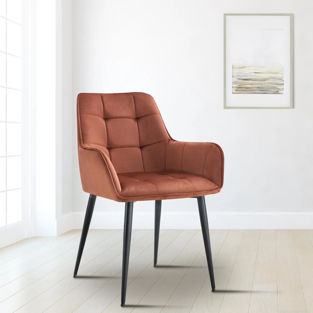 Jedálenská stolička Ferndale - zamat - hnedá