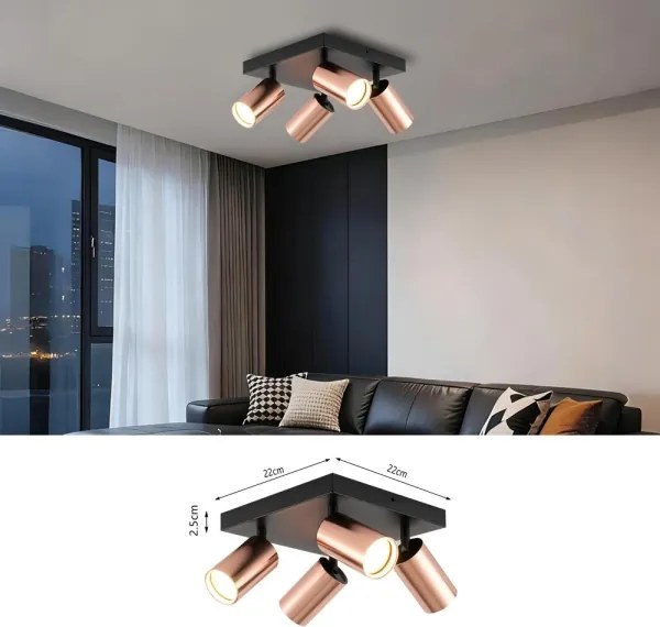 Immax 08304L - Bodové svietidlo PUNTO 4xGU10/9W/230V ružové zlato