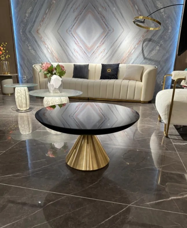 KONFERENČNÝ STOLÍK SVEN ZLATÁ NEREZ + SKLO