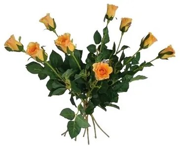 Umelá kvetina púčik Ruža žltá, 64 cm, 9 ks