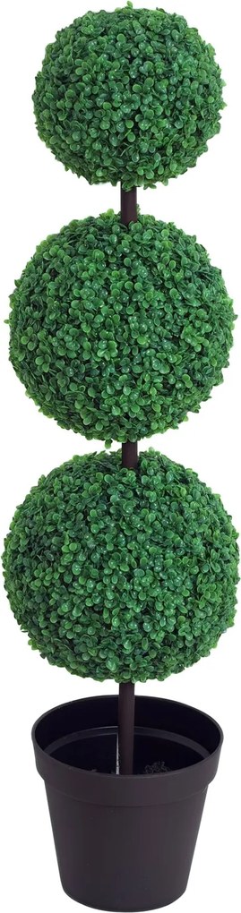 Umelý buxus s 3 guľami Ø 30 x 112H cm Zelený | Aosom