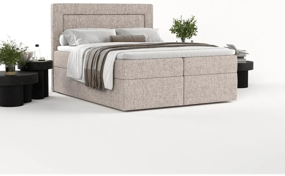 Svetlohnedá boxspring posteľ s úložným priestorom 160x200 cm Imagine – Maison de Rêve