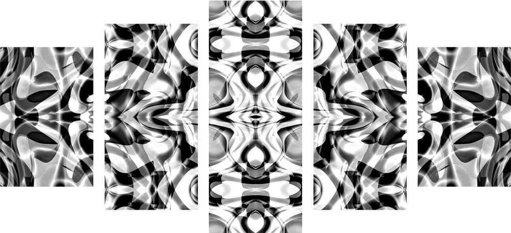 5-dielny obraz abstrakcia v čiernobielom prevedení Varianta: 100x50