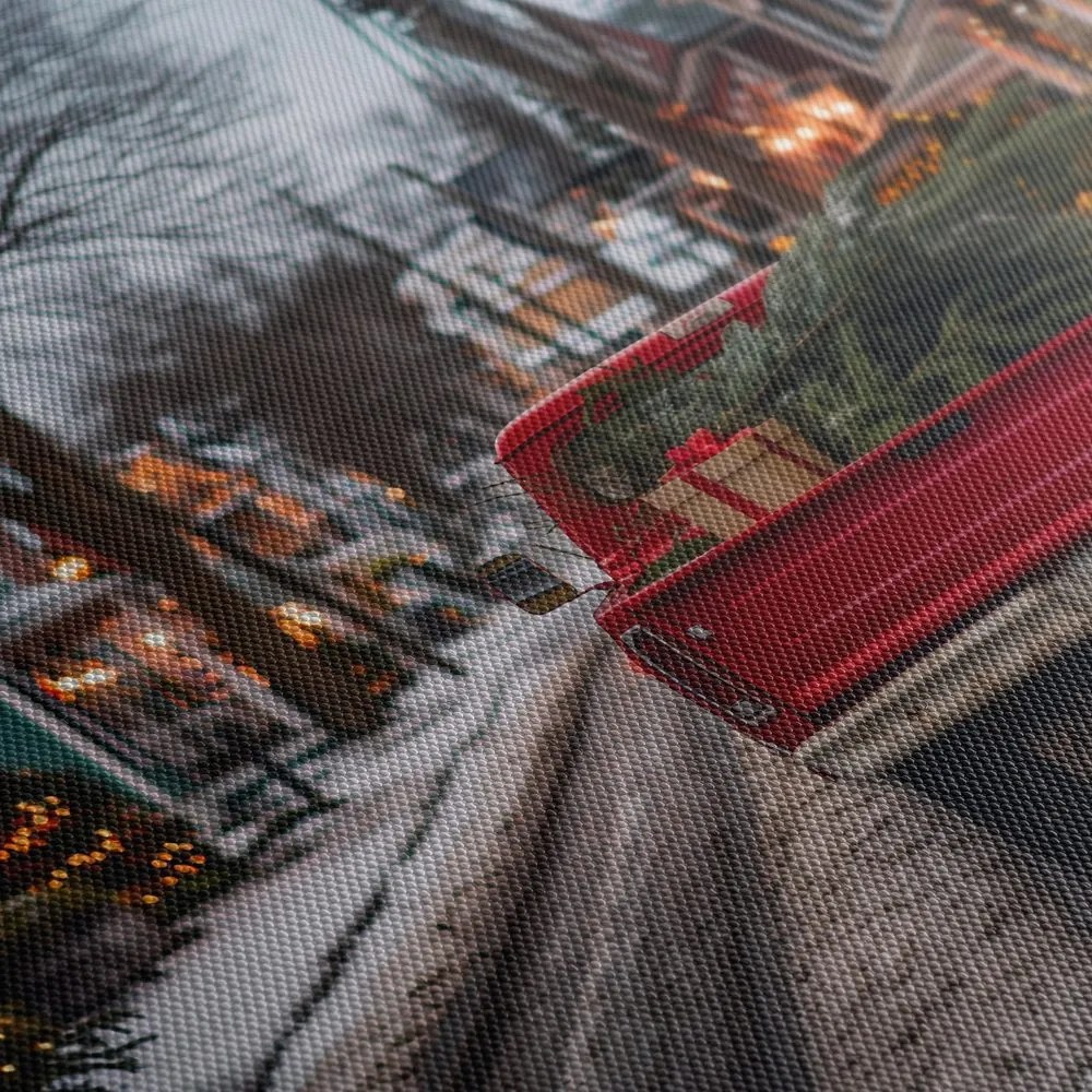 Obraz vianočná cesta v červenom aute