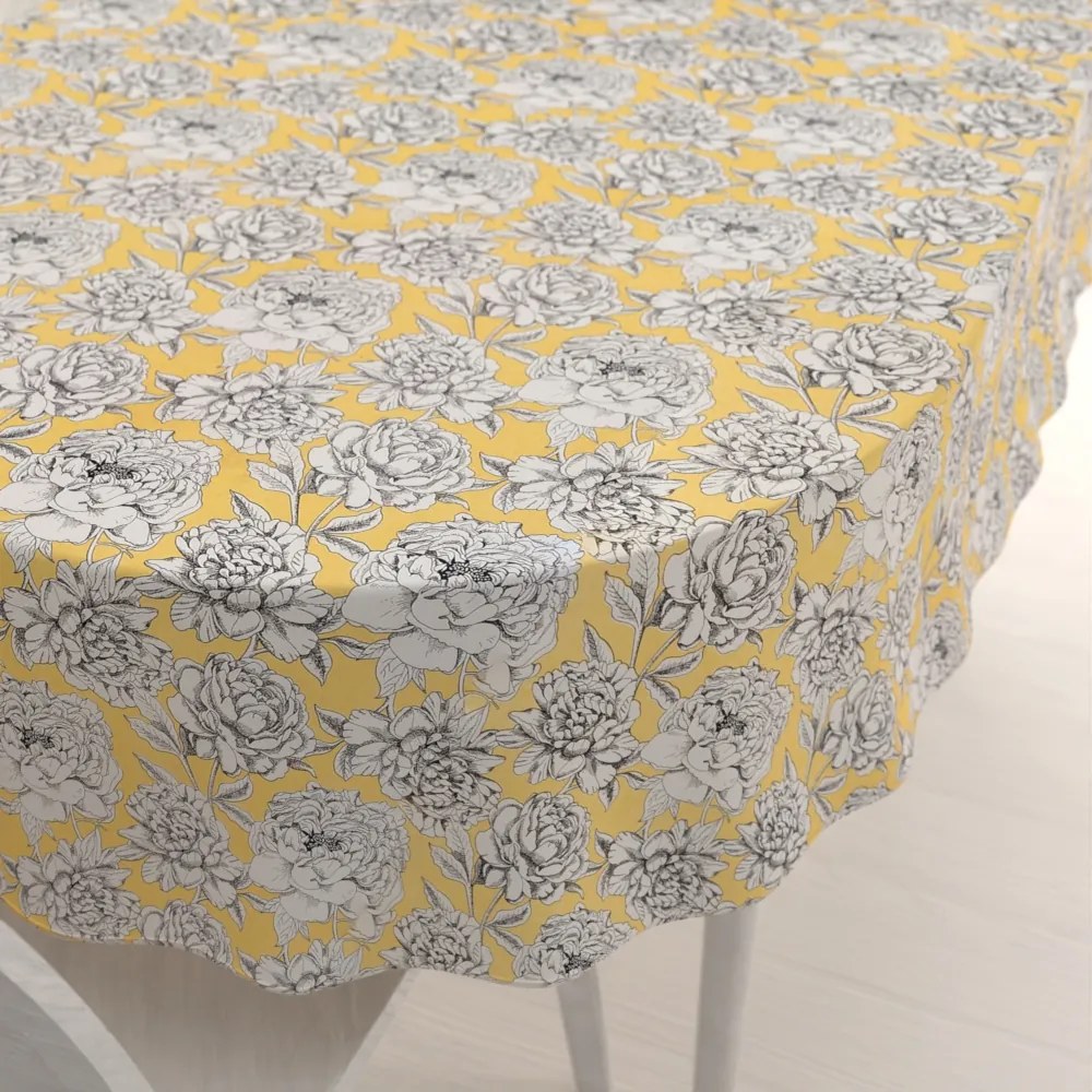 Biante Bavlnený oválny obrus Sandra SA-510 Pivonky na žltom 50x100 cm
