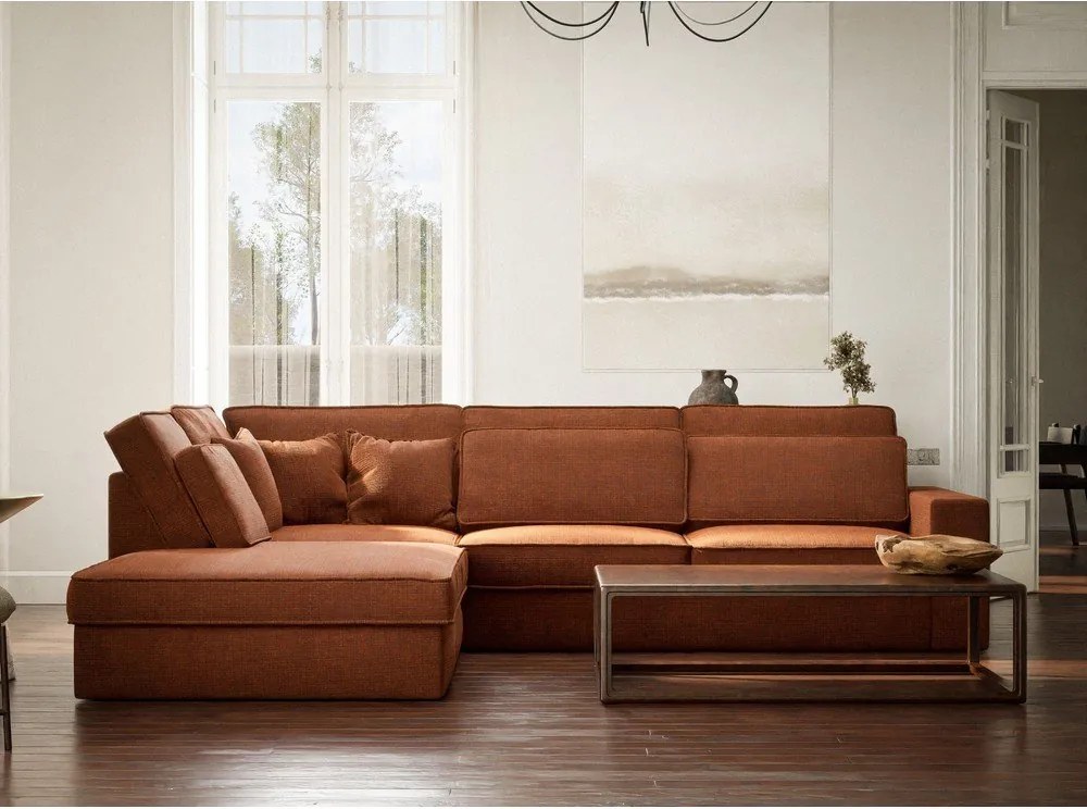 Ženilková rohová pohovka v medenej farbe (ľavý roh/do L) Kirou – Maison de Rêve