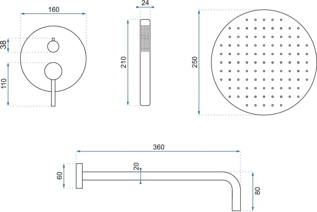 Rea Lungo, podomietková sprchová sada + BOX, medená lesklá, REA-P7999